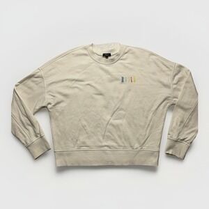 Rails Alice Sweatshirt Women's Small White Embroidered Pastel Logo Chic Pullover